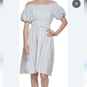 Calvin Klein Blue and White A-Line Skirt